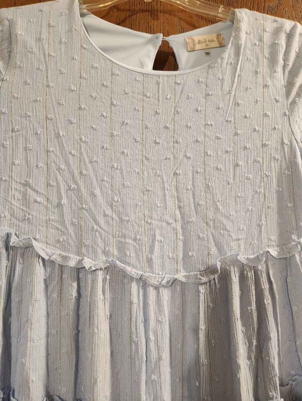 Altar'd State Light Blue Textured Tiered Dress with Metallic Accents - Picture 9 of 10